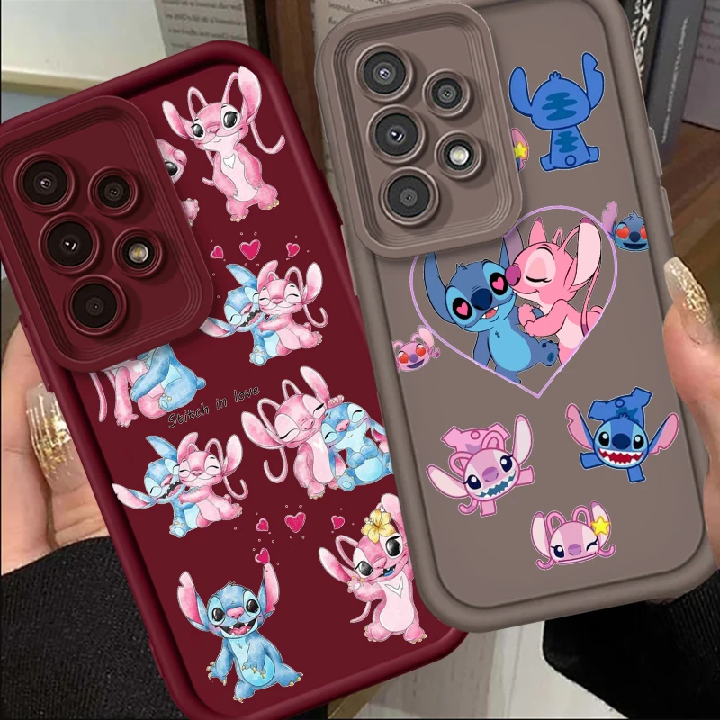 Disney Stitch Angie For Samsung A73 A71 A54 A53 A52 A51 A33 A32 A21S A14 A13 A12 A03 A04 A05 5G Eye Ladder Back Phone Case