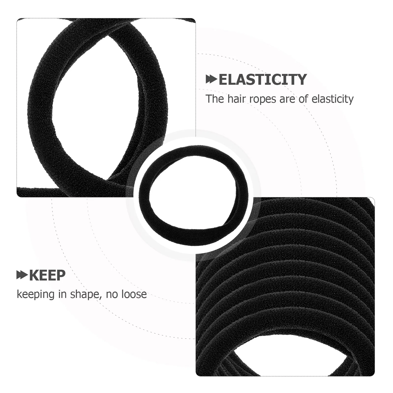 100pcs Black Elastic Hair Ties for Women Girls Seamless Soft Ponytail Holders No Hurt Hair 5cm Size Easy to Use