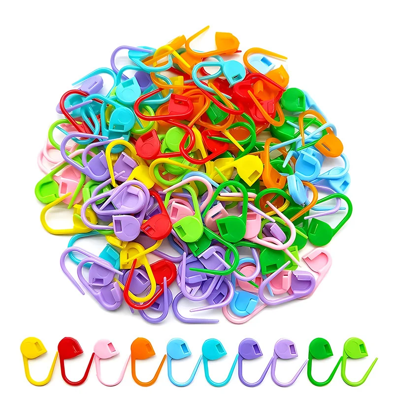 Mix Color Plastic Locking Stitch Markers Crochet Sweater Scarf Knitting Tool Knitting Counting Small Clip 50/100/200PCS