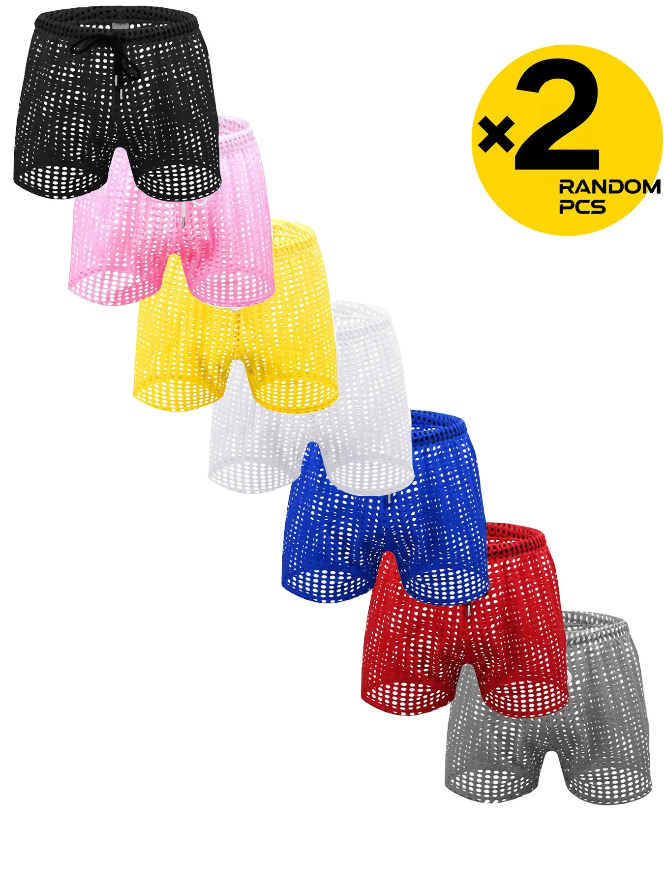 

Men's Sexy Big Mesh Hollow Out Boxer Shorts Leisure Household Transparent Nets Board Shorts Pants Quick Dry Underwea 2/3/4pcs