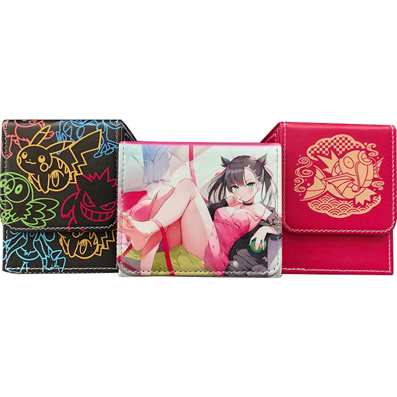 DIY Pokemon PTCG Card Storage Box Marnie Pikachu Magikarp Leather Card Box Collection Game Card Storage Box Gift