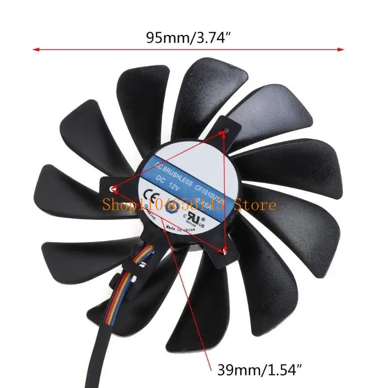 5asd Quiet Graphics Card-Lüfter für Radeon RX 5700 XT 95mm FDC10U12S9-C 4Pin 12V 0.45A VGA Fan Graphics Card Cooling