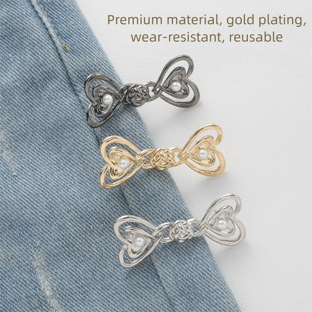 Alloy Tighten Waist Button Detachable Beautiful Heart Jeans Button Adjuster No Sewing Required Retractable Button