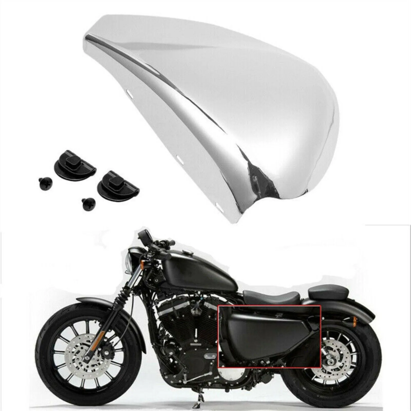 Penutup baterai sisi kiri krom untuk 2004-2013 Harley Sportster XL1200 XL883 48 72