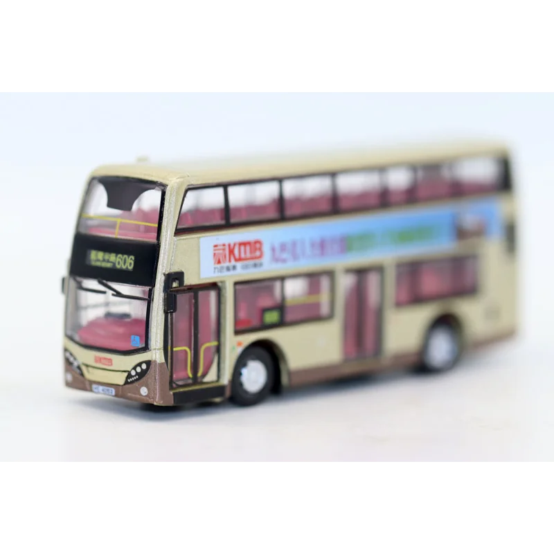 Diecast escala 1:64 Tiny 18 Kowloon Hong Kong KMB ADL de dos pisos Blue Bay Península aleación autobús modelo coleccionable juguete para regalo
