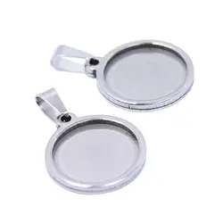 5pcs Cabochon Charm Pendant Base Setting Trays 12mm 16mm 18mm 20mm 25mm Diy Necklace Bezel Blanks Stainless Steel
