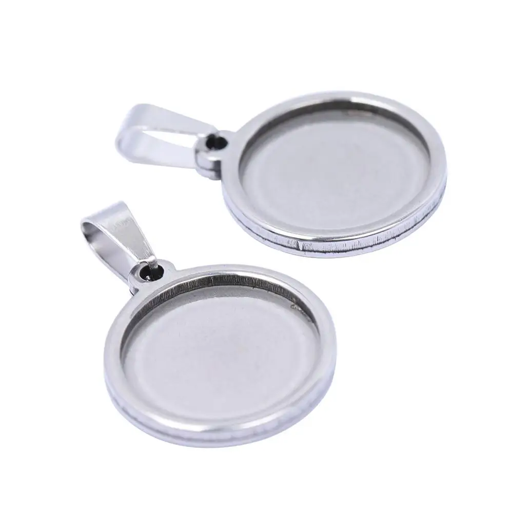 5 sztuk Cabochon Charm wisiorek podstawa ustawienie tace 12mm 16mm 18mm 20mm 25mm Diy naszyjnik Bezel Blanks stal nierdzewna