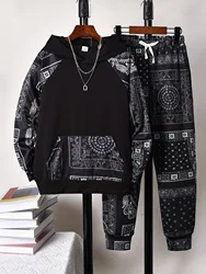 Spring and Autumn Winter Large Men's 3D Digital Creative Simple Printed Hoodie Set Men's Clothing Thickened and Velvet Hoodie