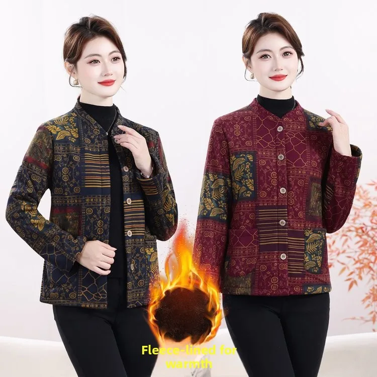 

Повседневная модная короткая куртка для осени, на флисовой подкладке, для женщин среднего и старшего возраста, в стиле для мам, популярная модель.