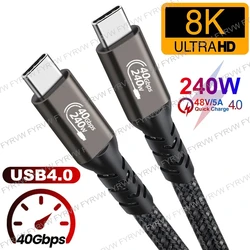 USB4 Cable Thunderbolt 3/4 40Gbps USB C 4K Video Cable PD240W Fast Charger For M1 Macbook Pro Hard Disk USB4.0 Gen3 Data Cable