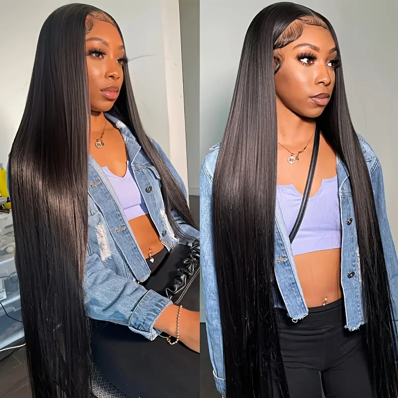 

13x4 Inch HD Lace 200% Density Straight 1B Lace Front Wigs Human Hair Transparent Lace For Women