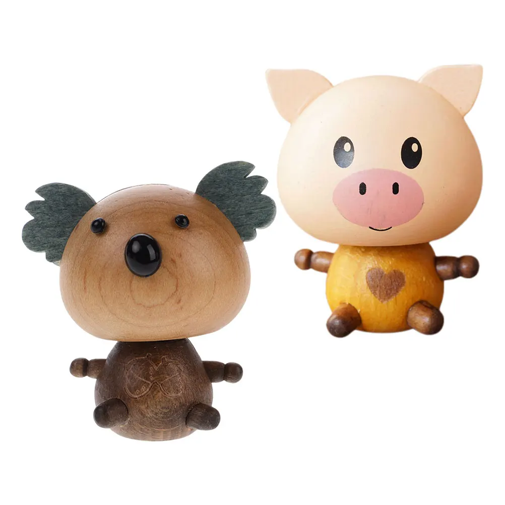 

2Pcs Car Bobble Head Dashboard Decor Aromatherapy Ornament Cartoon Animal Spring Toy Interior Accessories
