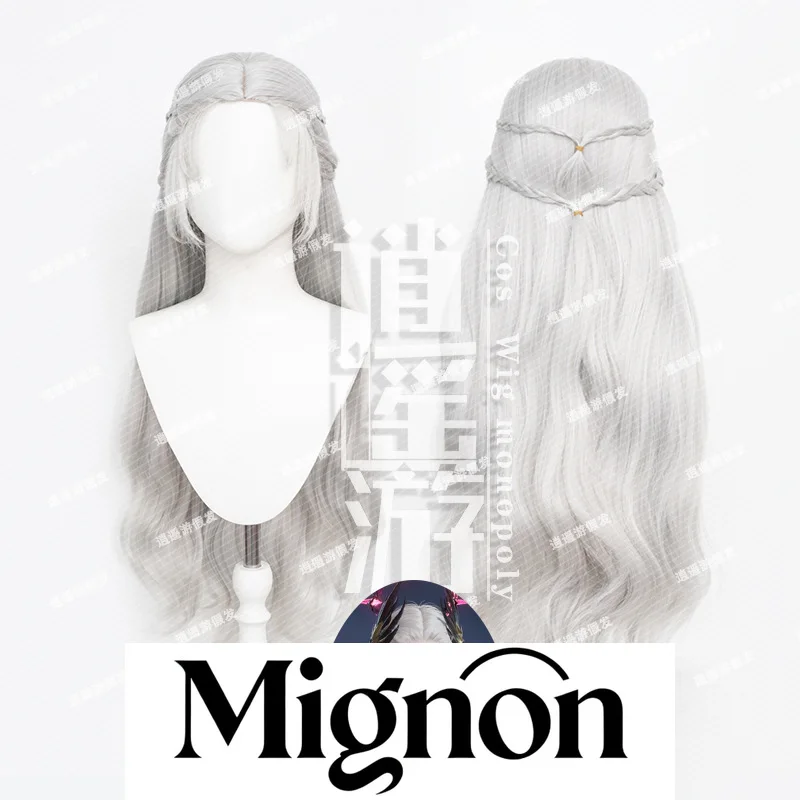 

Нарака: Bladepoint Ji Yingying, парик для косплея, имитация кожи головы, серебряные длинные вьющиеся волосы, подарок на Хэллоуин