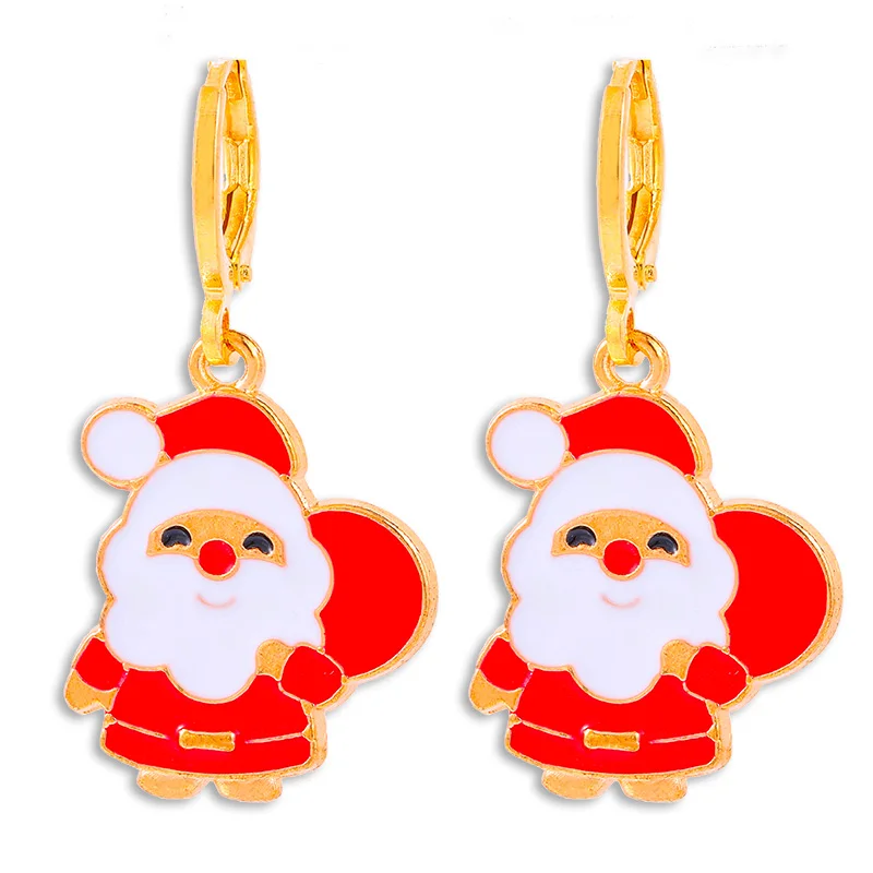 2026 جديد عصري لطيف الكرتون عيد الميلاد إسقاط أقراط المينا سانتا كلوز ثلج القمر معلقة هوب القرط مجوهرات للنساء #6