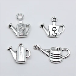 10pcs Flower Watering Can Charms Antique Silver Color Pendants DIY Crafts Making Findings Handmade Tibetan Jewelry