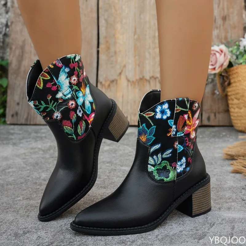 

Sharp pointed short tube boots for women's autumn winter new style low heel simple comfortable versatile women's boots