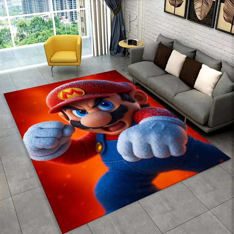 Cartoon M-Mario Bros Game Tapijt Tapijt voor Speelkamer Slaapkamer Woonkamer Bank Home Decor, kinderen Gebied Tapijt Antislip Vloermat Gift