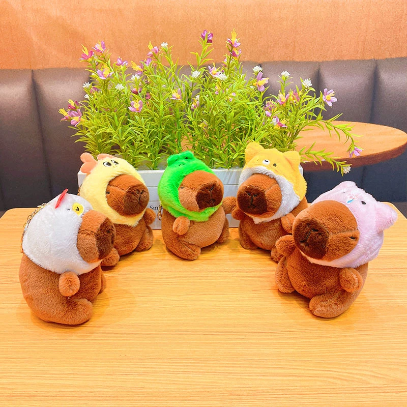 Lovely Cartoon Capybara Plush Pendant Keychain Kawaii Stylish Backpack Decoration Pendant Children Plush Doll Toys Gifts