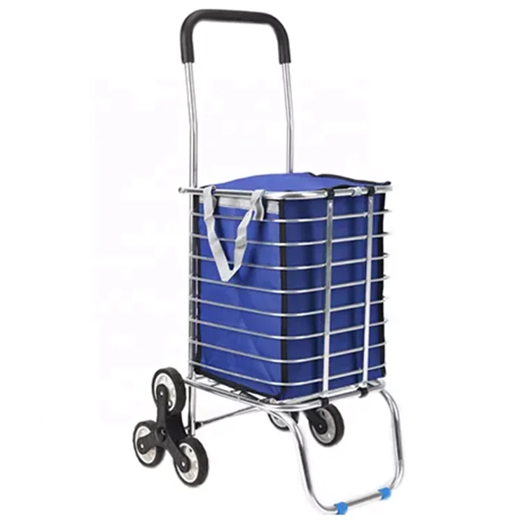 Portable Folding Stair Climbing Trolley with 6 Wheels Luggage Carrier Hand Truck Shopping Trolley