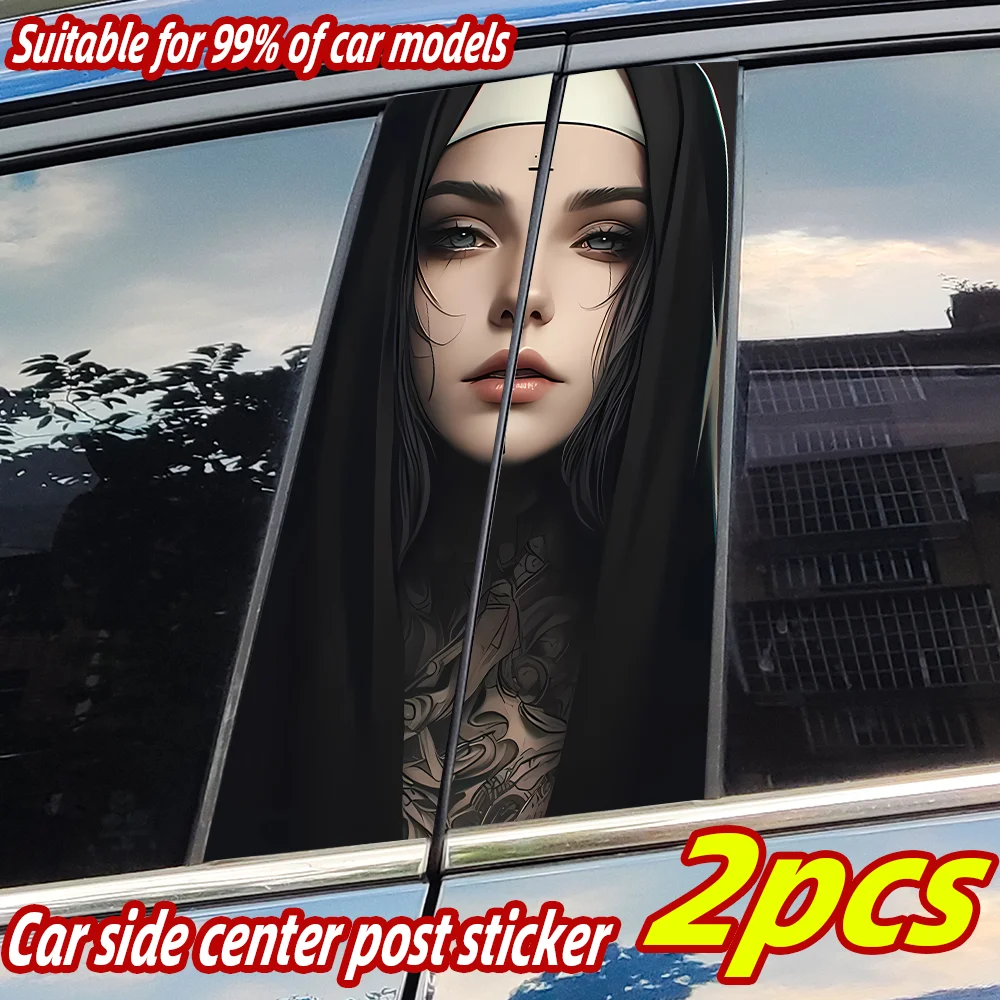 

Gothic Nun Sister Car Stickers Auto B-pillar Car Center Column Decor Cover Scratches Waterproof Sunscreen Vinyl Decal Accessorie