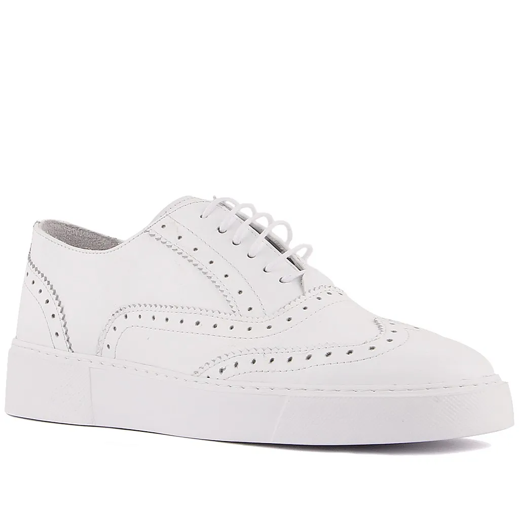 Segel-Lakers Weiß Leder Lace-Up Männer Sneaker