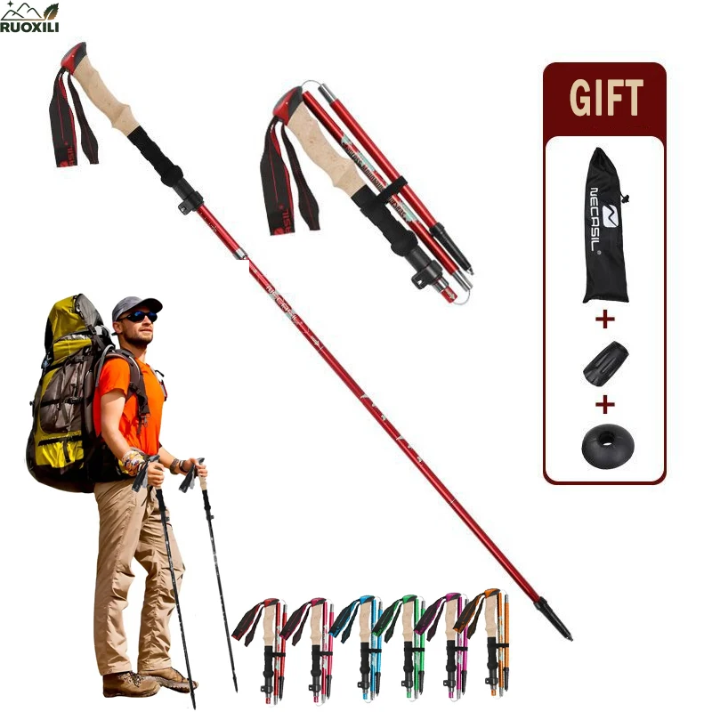 

Ultra-Lightweight Aluminum Trekking Poles Adjustable,Telescopic 5-Section Hiking Stick - Ergonomic Grip,Durable Outdoor Climbing
