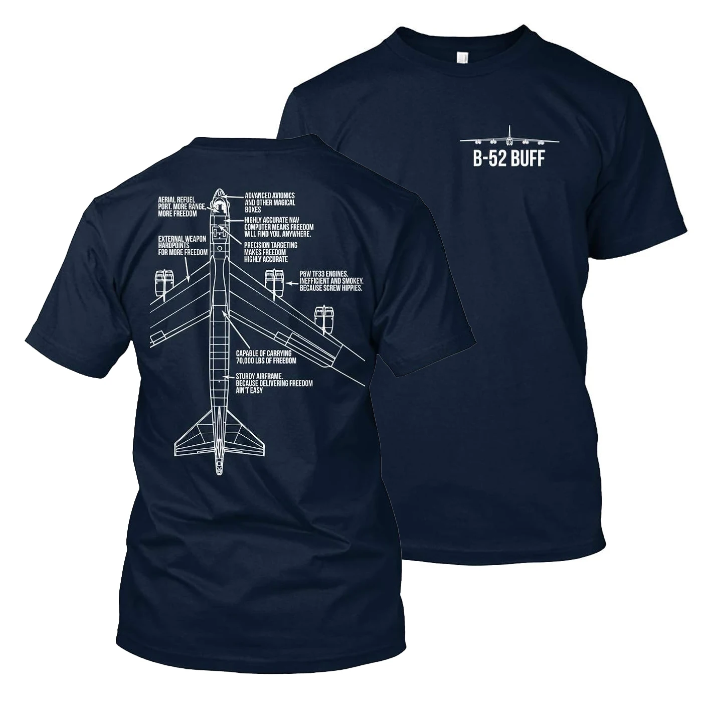 The Buffs B-52 Stratofortress Bomber Blueprint T-Shirt 100% Cotton O-Neck Summer Short Sleeve Casual Mens T-shirt Size S-3XL