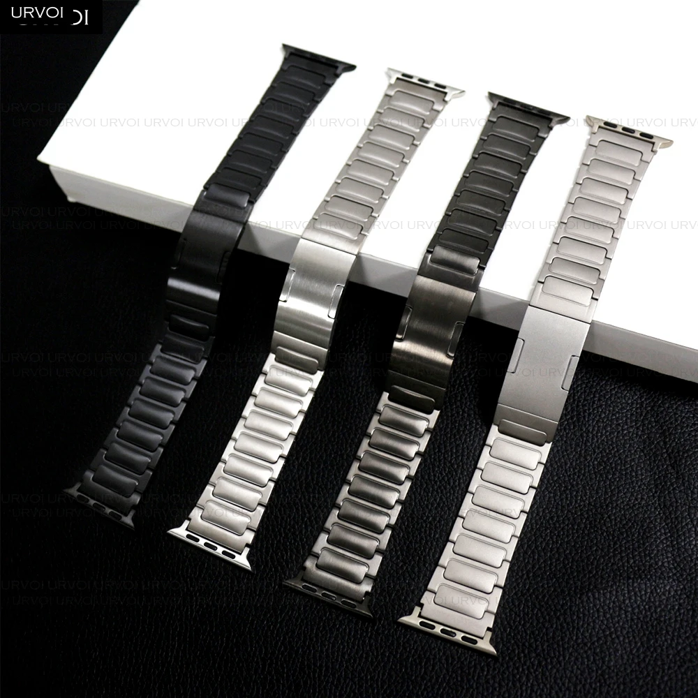 URVOI Full Titanium band for Apple Watch Ultra 2 link bracelet Series 10 9 8 7 6 SE buckle strap for iWatch 49mm adjust tool