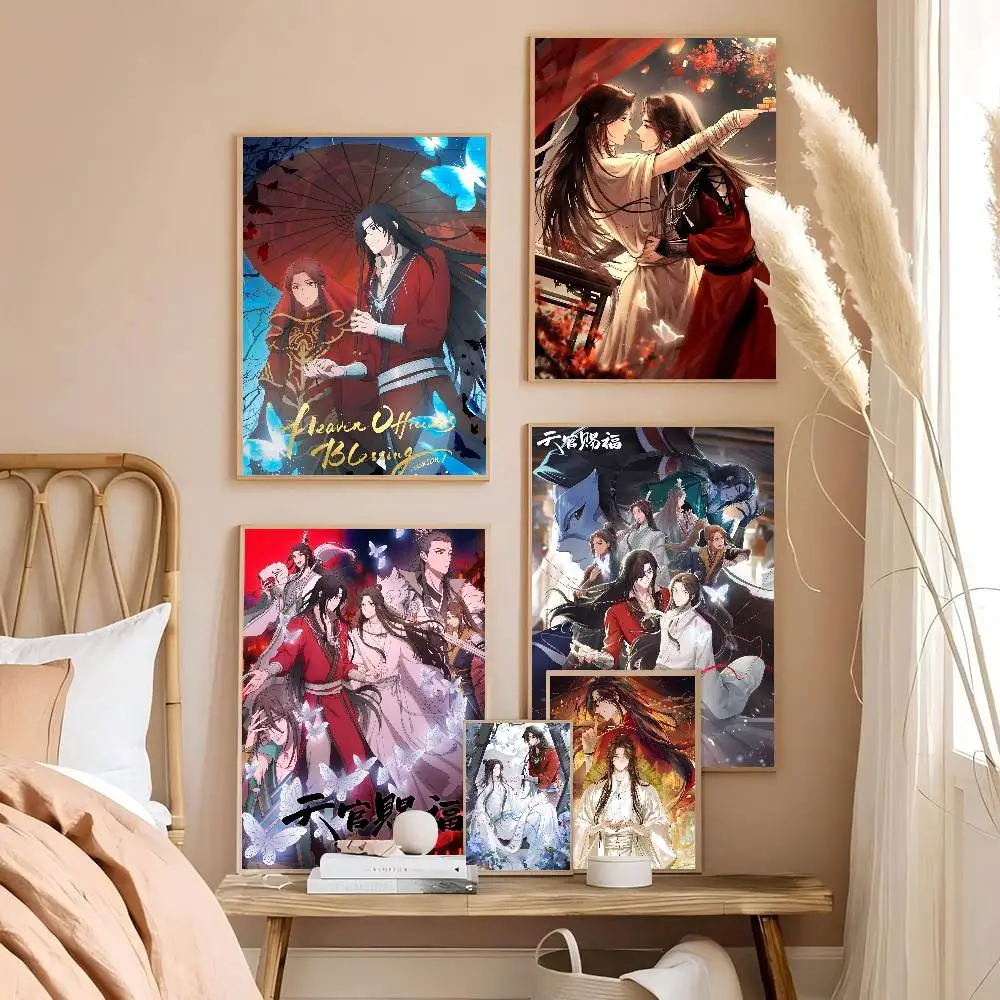 Tian Guan Ci Fu H-Heaven Official Blessing Vintage Posters Sticky Vintage Room Home Bar Cafe Decor Kawaii Room Decor
