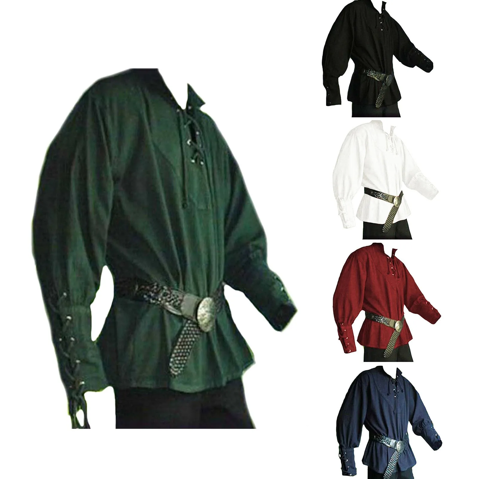 

Medieval Gothic Mens Velvet Shirt Autumn Long Sleeve Lace Up Retro Velour Shirt Cosplay Party Stage Prince Costume Male Blusas