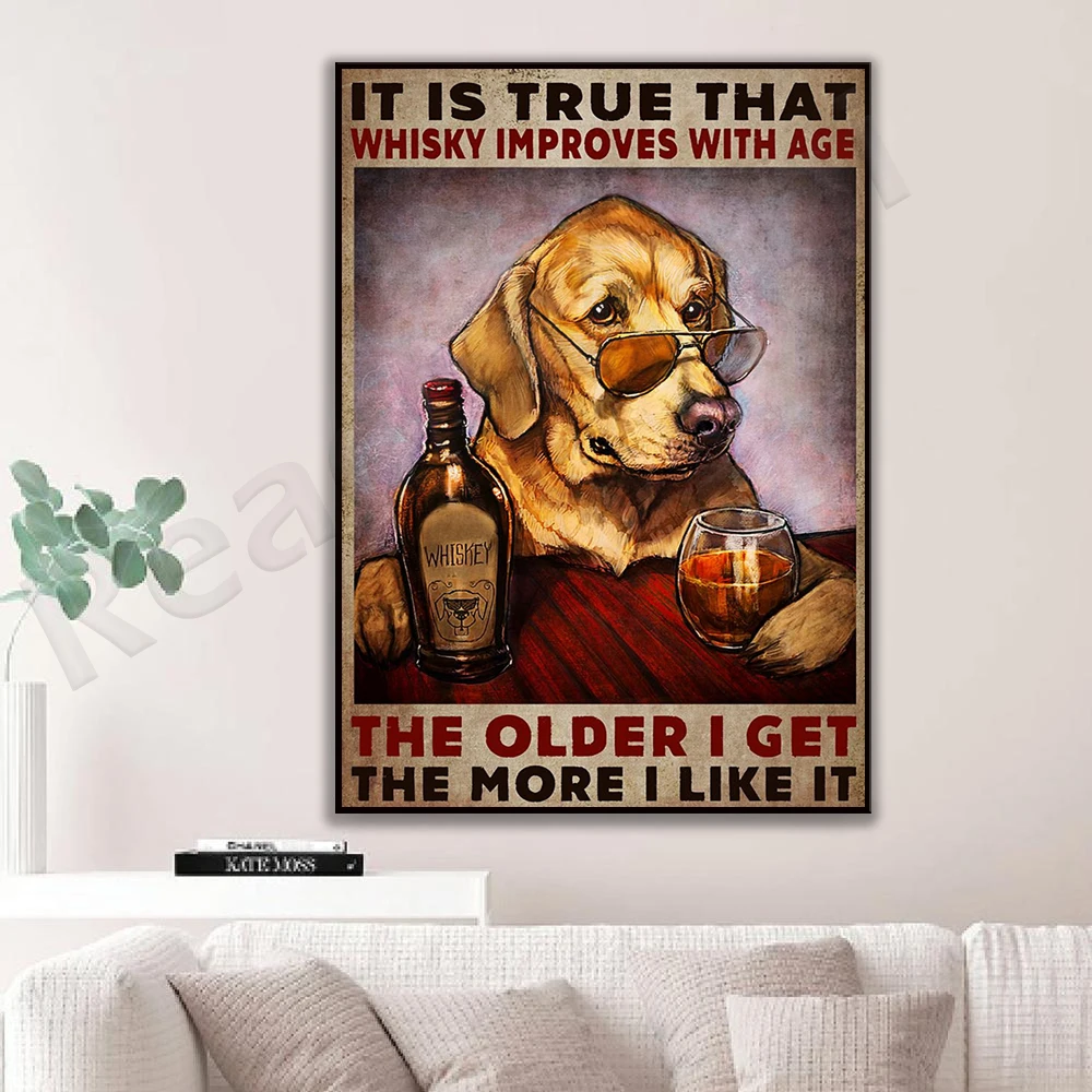 

It's true that whisky gets better with age Dog Poster Decor Canvas Print Exclusive Gift Images