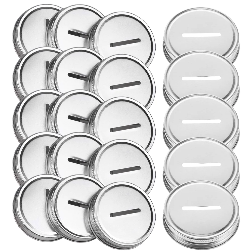 

20 Pcs Slot Cover Mason Piggy Bank Lid Child Can Covers Jars Tinplate Coin Caps