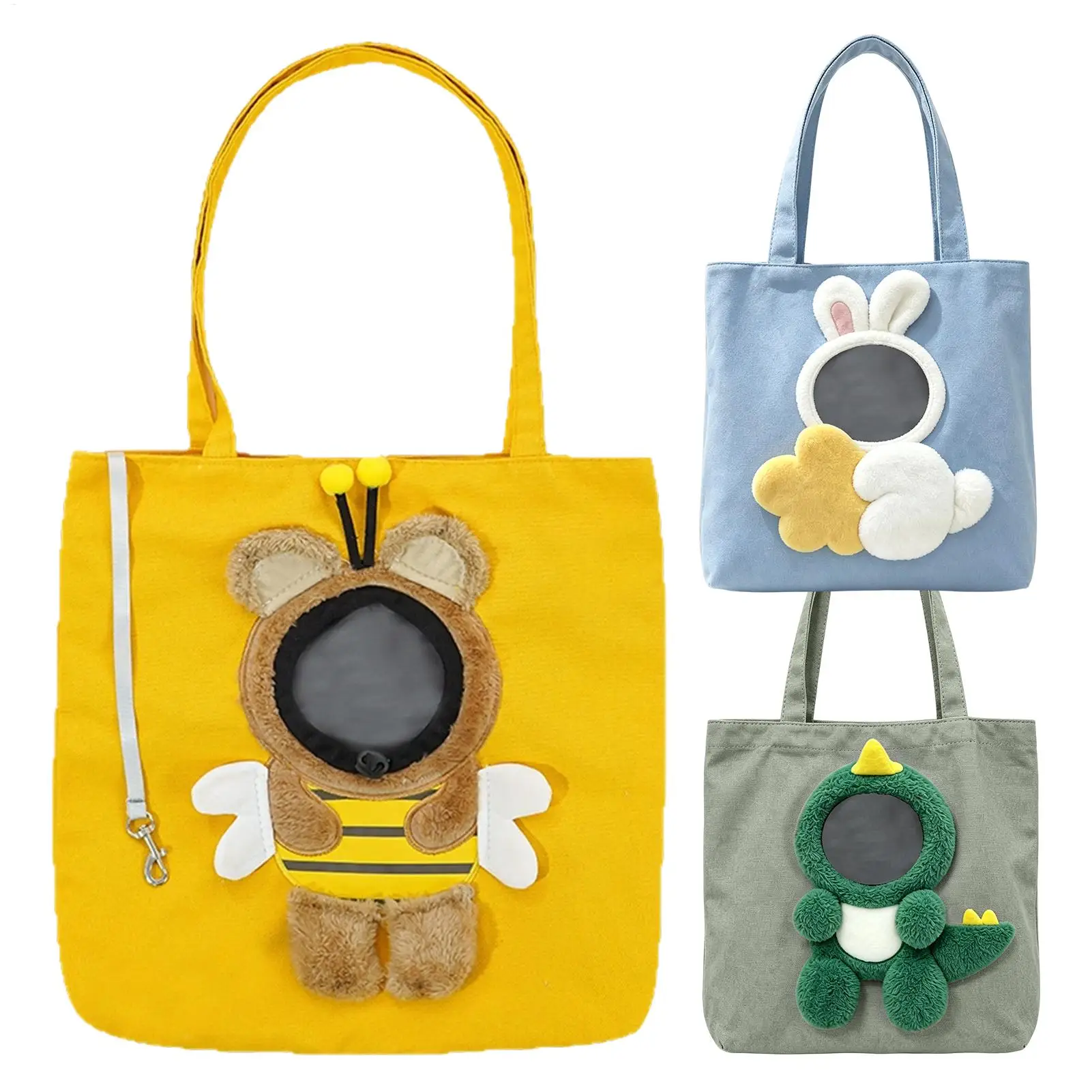 Cute Canvas Cat Sling Bag with Head Hole Portable Pet Carrier for Small Medium Dogs Cat Supplies