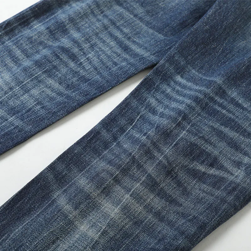 الشارع أزياء الرجال الجينز عالية الجودة خمر الأزرق تمتد سليم صالح مرقع ممزق الجينز الرجال Y2K مصمم الدنيم السراويل Hombre