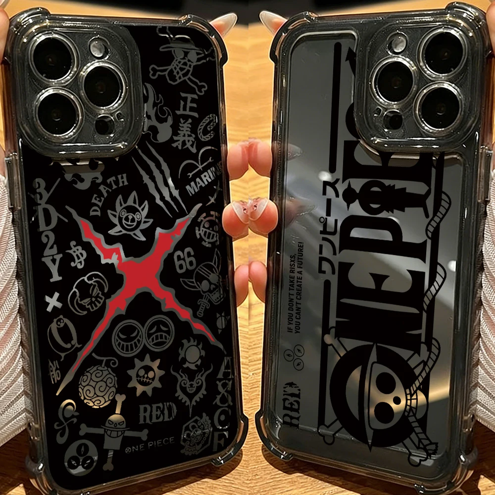 One Luffies Z-Zoroe Handyhülle für iPhone 18 17 Air 16 16e 15 14 Plus 13 12 11 Pro Max X 8 Schwarze Transparente Sturzsichere Hülle