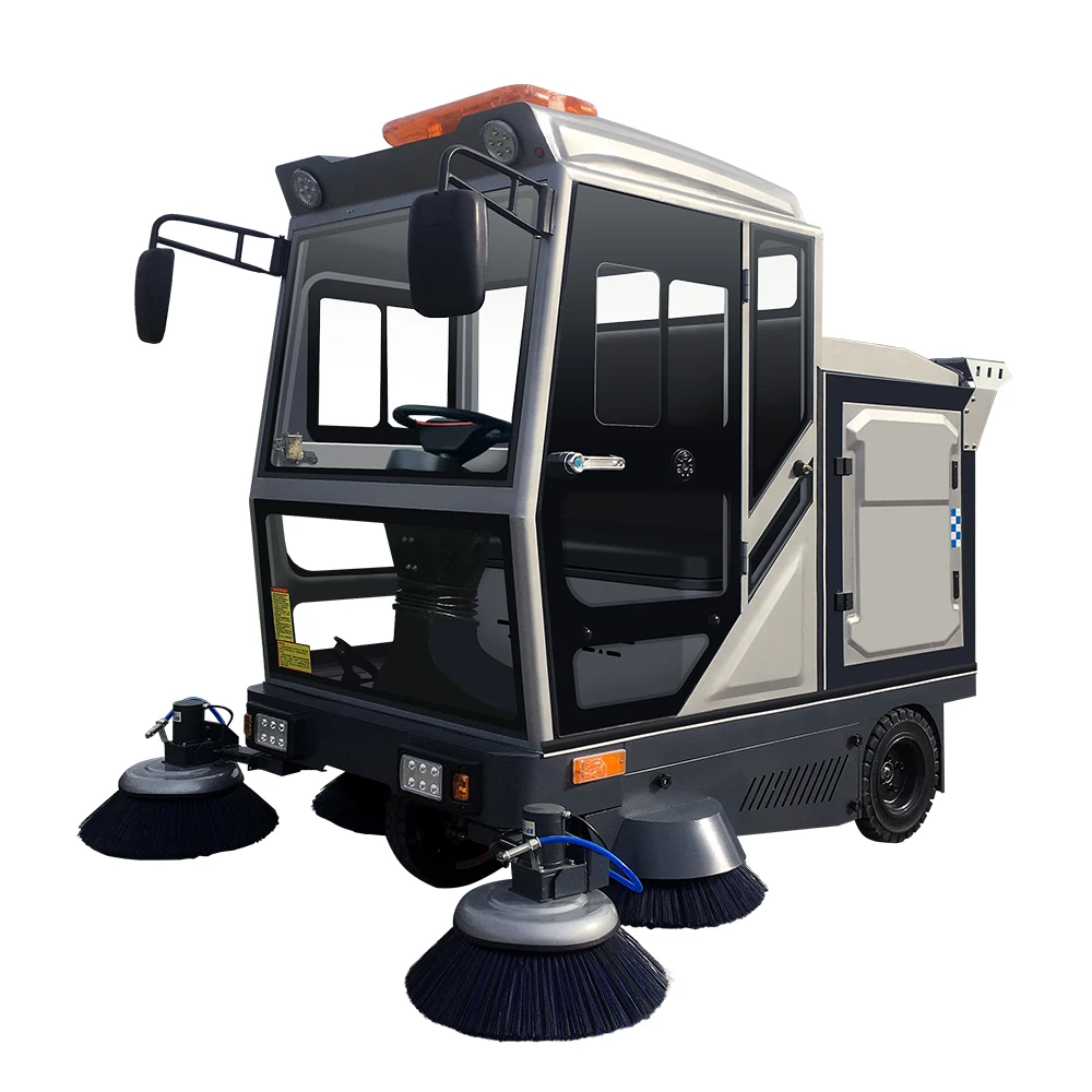 Industrial Electric All Closed Cab Floor Sweeper Driving Type Road Sweeper Street Cleaning Machine