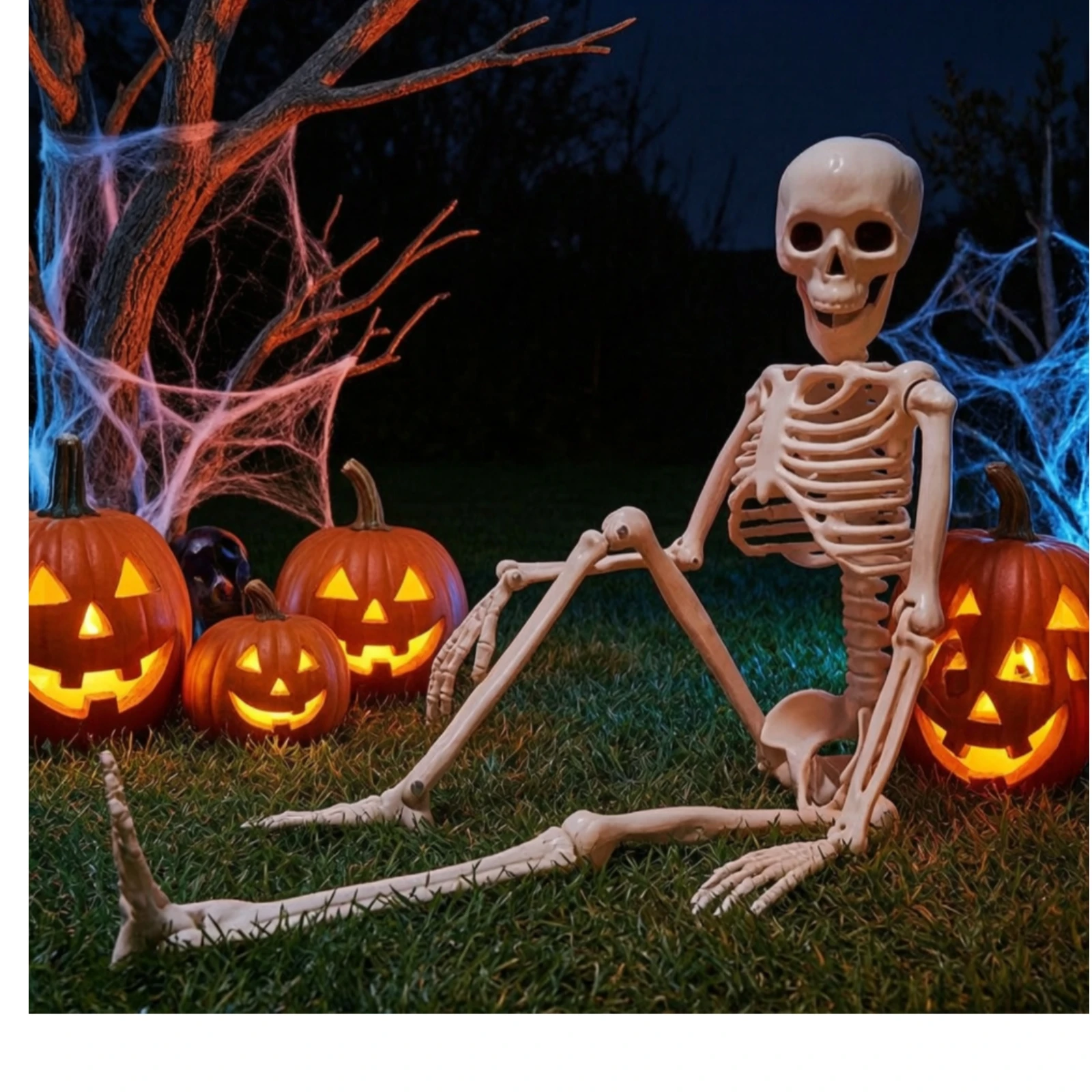 Skeleton with Movable Joints Flexible Poseable Skeleton Halloween Prop Sturdy Scary for Haunted House, Party