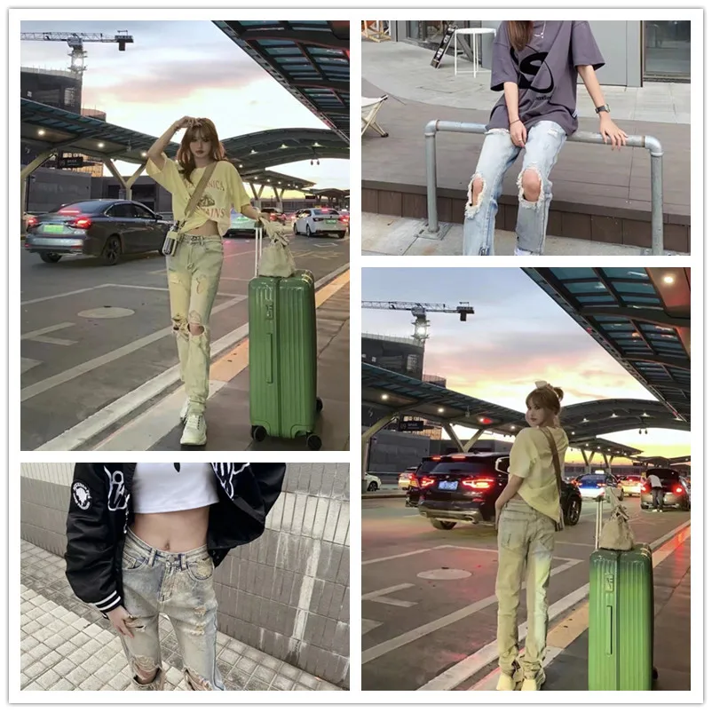 

2022 Summer High Waist Ripped Jeans Women's Hip Hop Loose Straight Jean Pants High Street Y2k Vintage Female Wide Leg Trousers