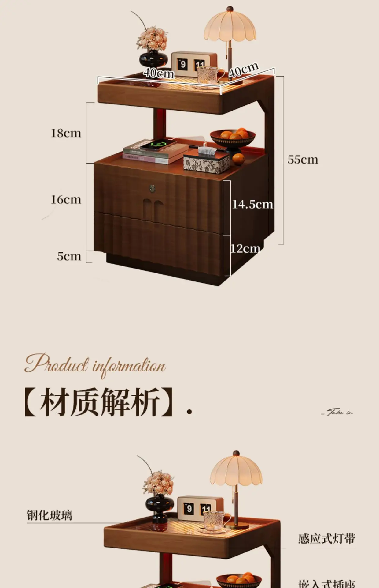 طاولة بجانب السرير من الخشب الصلب، وغرفة نوم منزلية بسيطة وحديثة مع قفل، ورف صغير بجانب السرير، وخزانة تخزين بسيطة #6