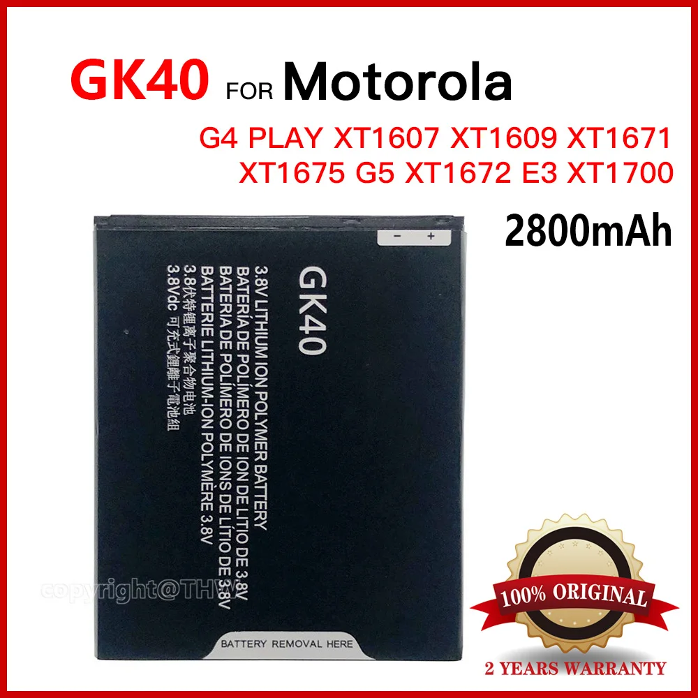 100% Genuine GK40 2800mah Battery G4 Play For Motorola Moto G4 Play E4 XT1766 XT1607 XT1609 XT1600 MOT1609BAT SNN5976A GK 40