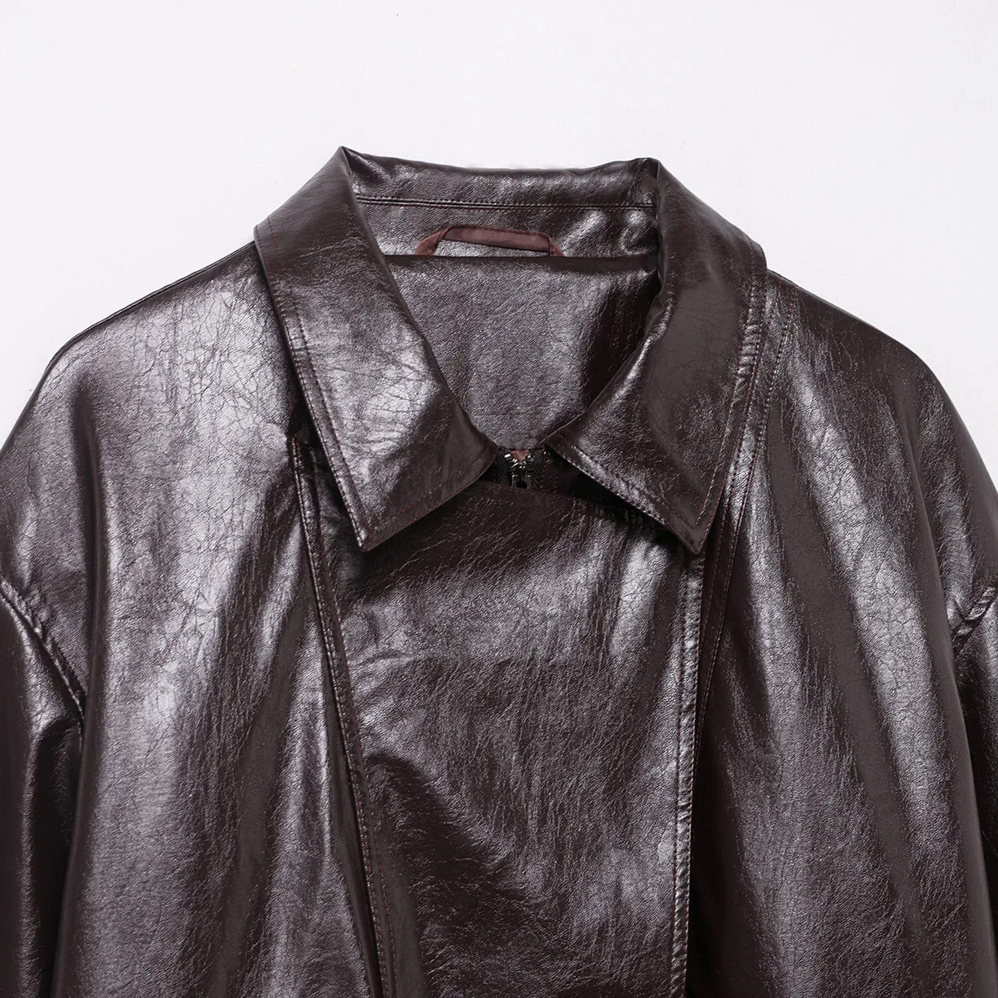 Jaet de motard en cuir pour femmes, avec col montant, revêtement Ele Sle Long Sve, fermeture à glissière, nouvelle collection automne 2025