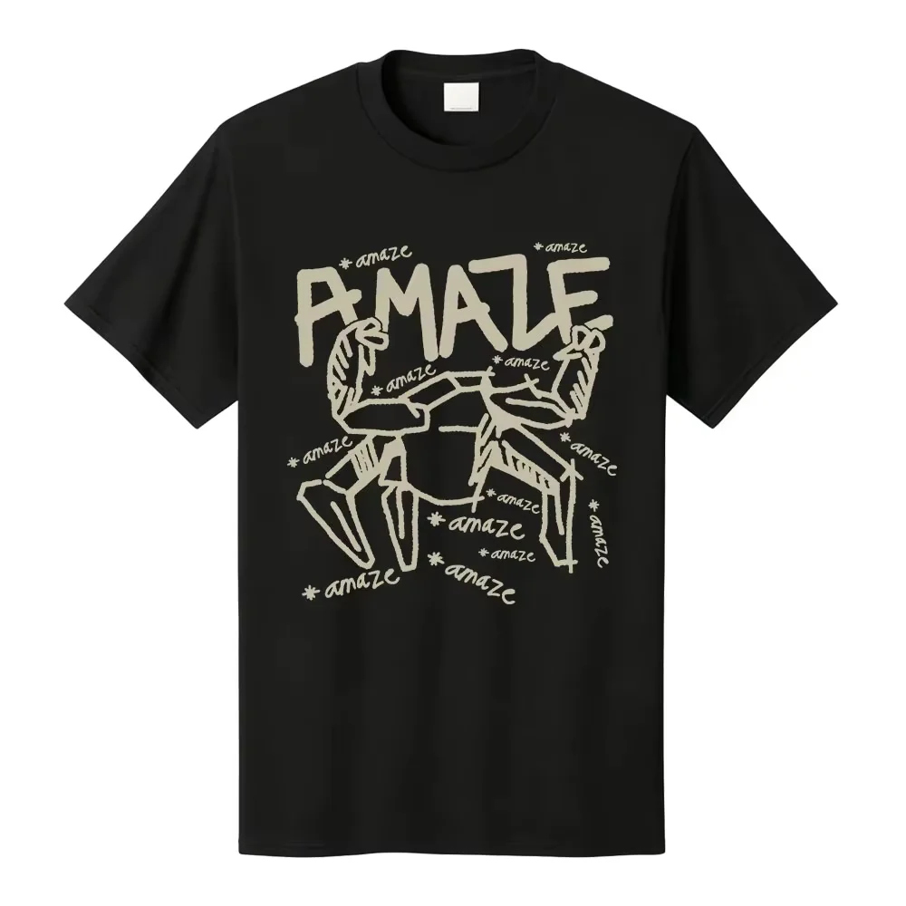 2026 New Unisex Hand Drawn Letter Figure Graphic T-shirt, Y2K Streetwear, Loose Cotton Casual Couple Short Sleeve Tops