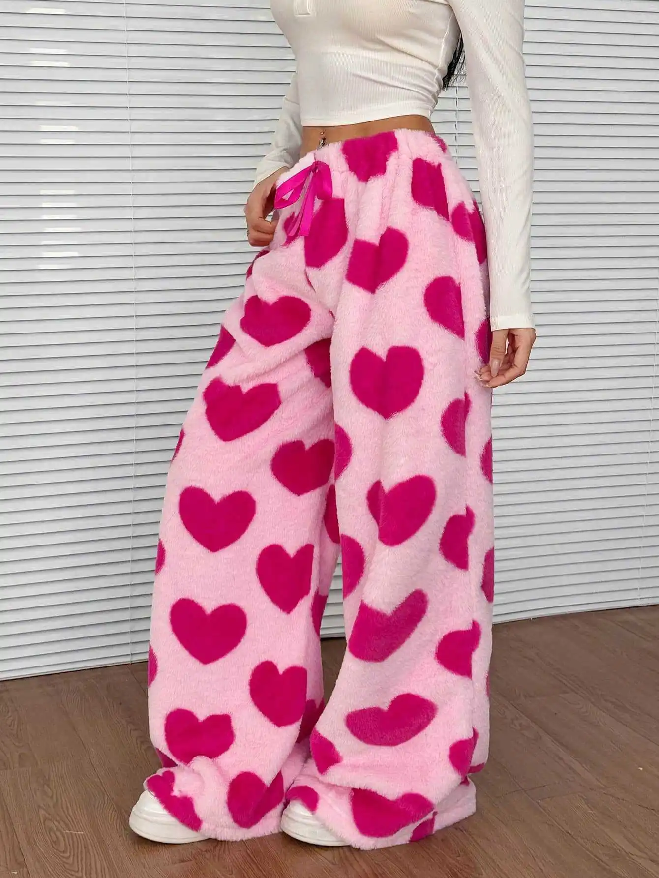 

Осенне-зимние брюки с леопардовым принтом — крутая и повседневная уличная одежда для женщин, широкие брюки и прямые брюки с символом сердца