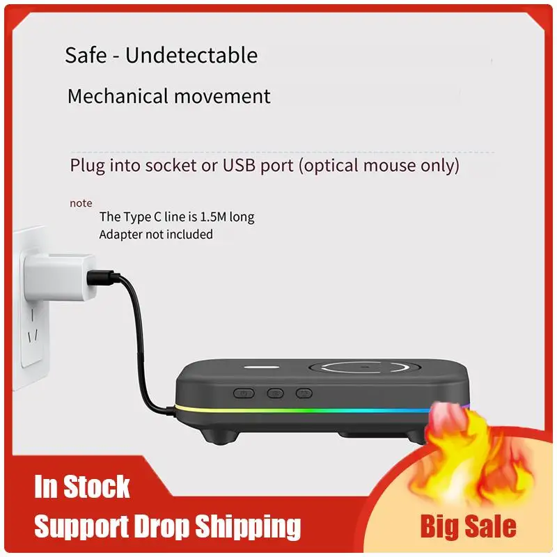 Migliori offerte Mouse Mover Jiggler Interruttore on/off Agitatore per mouse 4 modalità Dispositivo per lo spostamento del mouse Porta di tipo C che mantiene il PC attivo e sicuro