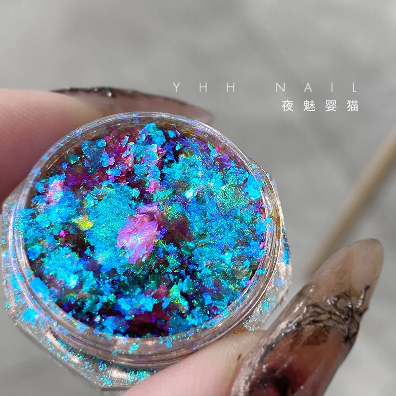 12 Colors Chameleon Glitter Flakes Irregular Untra-Thin Chameleon Yuki Glitter Sequins Mirror Effect Manicure Chameleon Sequins