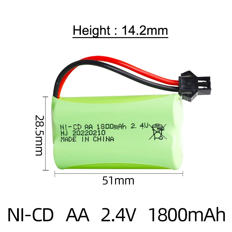 Batteria Ni-CD 2.4v 1800mah spina SM /JST per giocattoli Rc serbatoi per auto treni pistola per barche Robot Ni-CD AA 1800mah 2.4v batteria