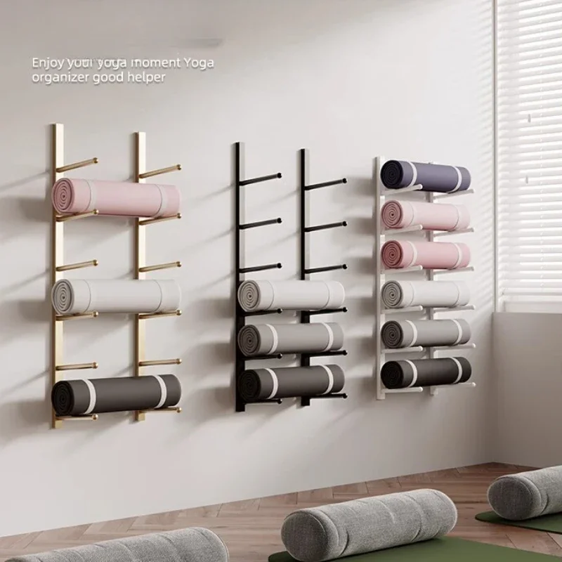 Yoga Studio Wall Rack Large Capacity Hanging Storage System for Yoga Mats and Pilates Equipment for Gym Home Organization