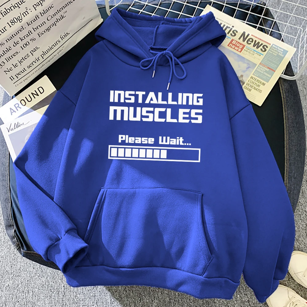 

INSTALLING MUSCLES Printed man Hoodies Comfortable Fleece Warm Pocket Sweatshirts Winter Breathable Pullovers men Woman Clothing
