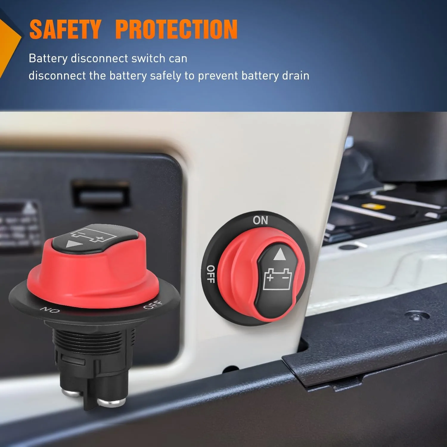 Battery Disconnect Switch 50A Main Disconnect Isolator 12V-48V Switch Power Off Switch Waterproof Boat Car RV ATV UTV Yacht