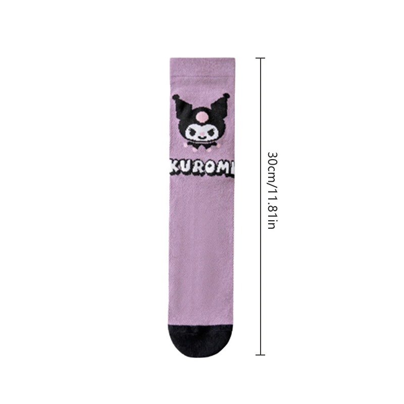 Sanurgente-Chaussettes mi-mollet respirantes pour filles, chaussettes longues au genou, fines, Hello Kitty, Kuromi Cinnamoroll, été